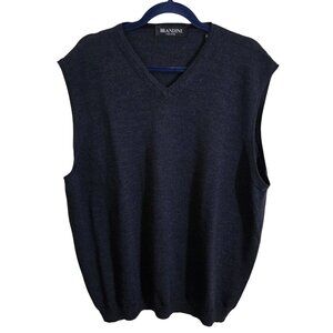 Brandini Made In Italy Extra Fine Merino Wool Navy V Neck Sweater Vest Size XL